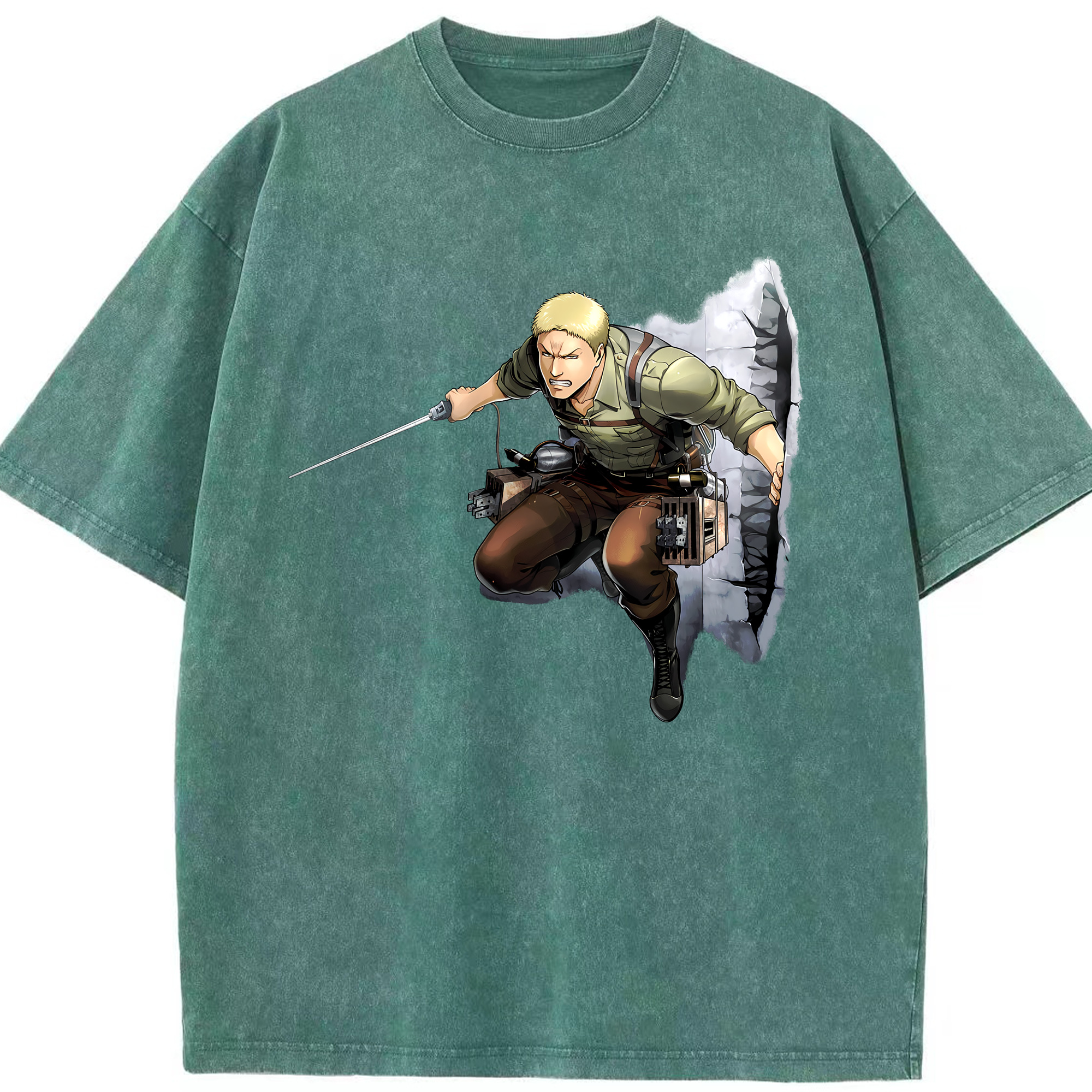 （画像用） 進撃の巨人 ライナー・ブラウン Attack on Titan Reiner Braun 綿100% ヴィンテージ風 半袖Tシャツ（フロントプリント）